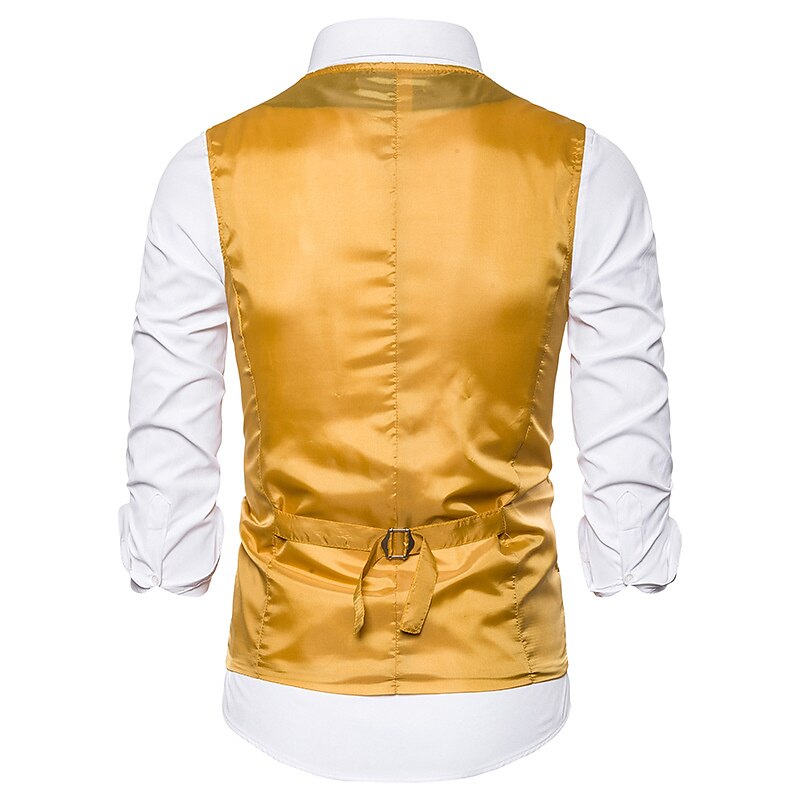 Herren Weste Hochzeit Party Party / Abend Ausgehen Strassenmode Brautkleider schlicht Frühling Herbst Tasche Polyester warm halten Schnelltrocknend Feste Farbe Einreihiger Verschluss V Ausschnitt 2025 - $39.99 –P3