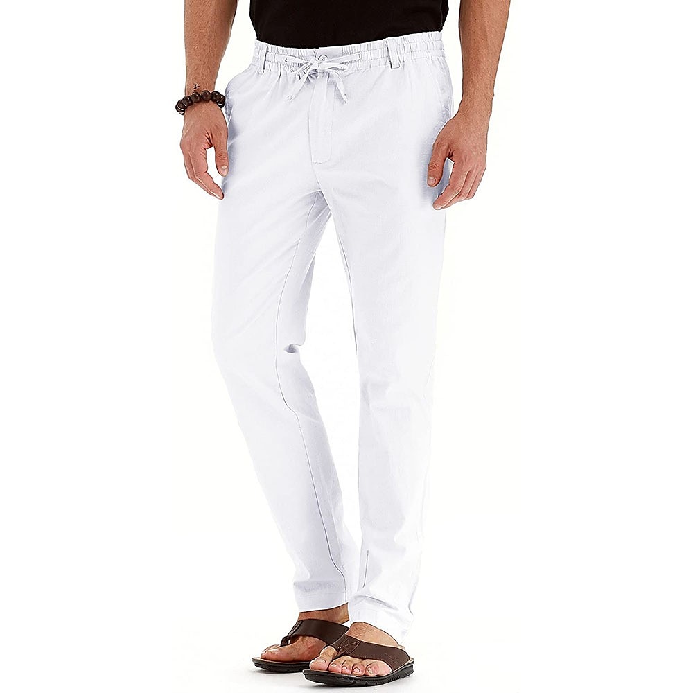 Per uomo Pantaloni di lino Pantaloni Pantaloni estivi Vita elastica Multi tasca Liscio Comfort Traspirante Lunghezza intera Attività commerciale Informale Essenziale Informale Taglia piccola Nero del 2025 a $21.99 –P8