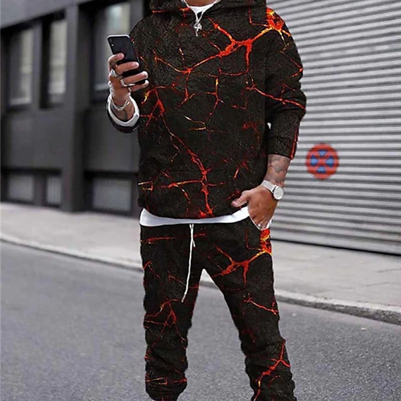 Hombre Tracksuit Conjunto de sudaderas con capucha Azul Piscina Vino Rojo Marrón Con Capucha Graphic Geométrico 2 Piezas Estampado Deporte Casual Deportes Impresión 3D Básico Ropa de calle Ropa 2025 - $31.99 –P3