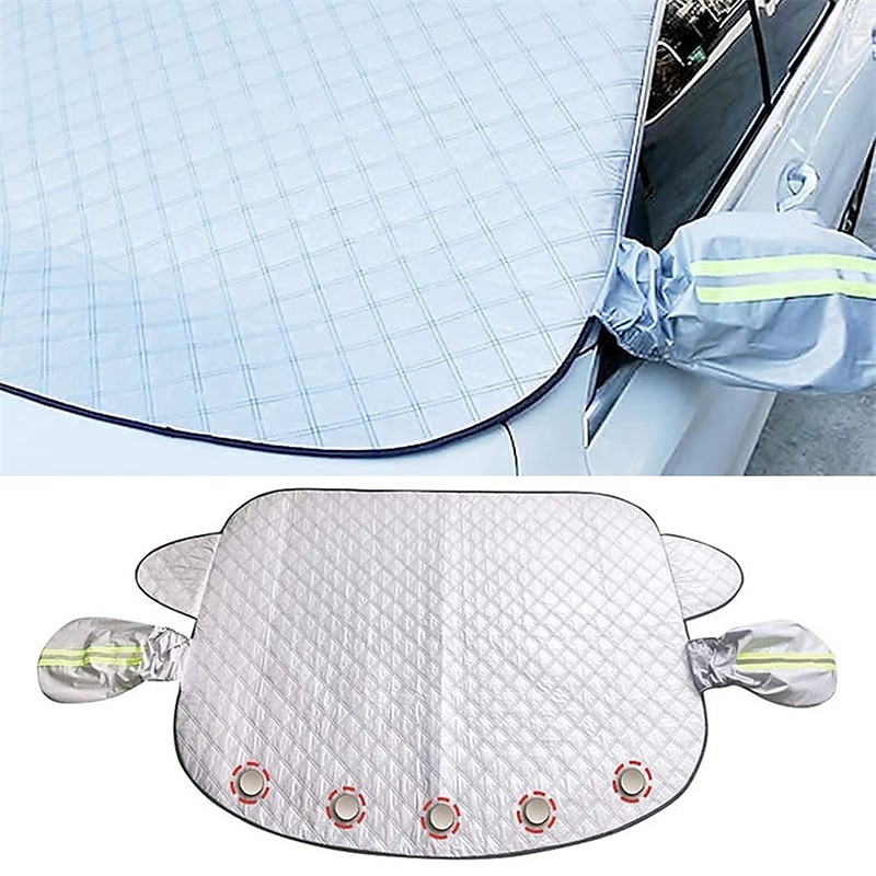 bilfrontrutetrekk 4-lags magnetisk frostbeskyttelse solskjerm snøfrost is regntrekkbeskytter med reflekterende stripe hele sesongen 2025 - $24.99 –P1