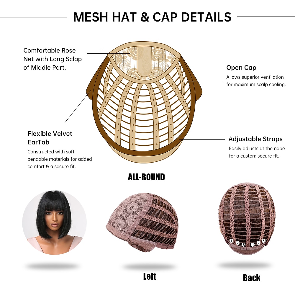 haircube haar korte bob zwarte pruiken met pony voor vrouwen natuurlijke rechte 12 inch pruiken dagelijks 2026 - QAR 107 –P6