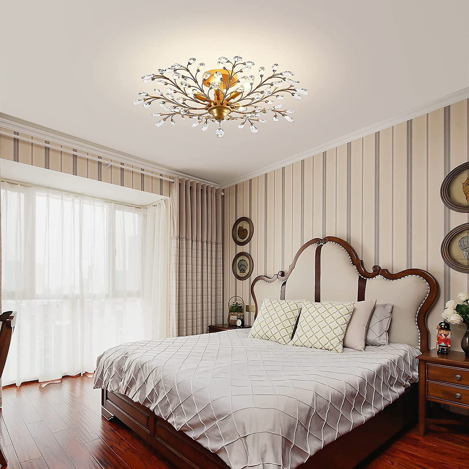Crystal Chandelier Retro 4 Heard 8 Heard Chandeliers K9 Transparent Crystal Chandelier Ceiling Lamp Living Room Bedroom Dining Room Porch Corridor 2025 - $378.29 –P9