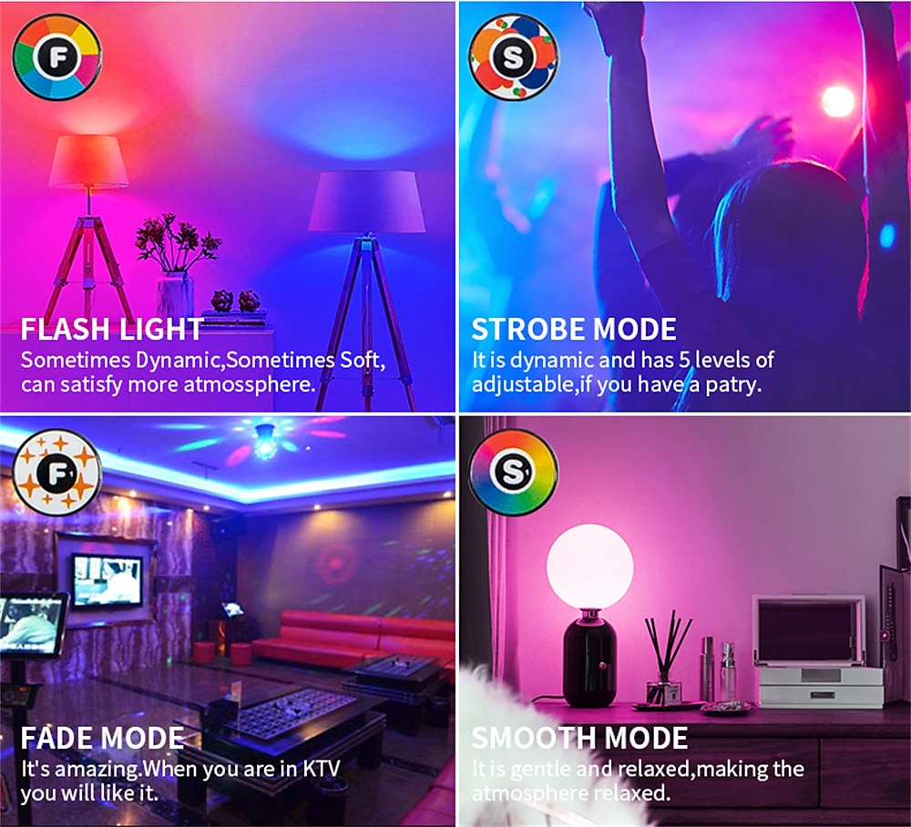 2pcs 1pc 15W E27 E26 LED Light Bulb RGBW Lamp 16 Color Changing Smooth Fade Flash Strobe Mode IR Remote Control Home Decoration Holiday Light 110-240V 2025 - $10.99 –P3