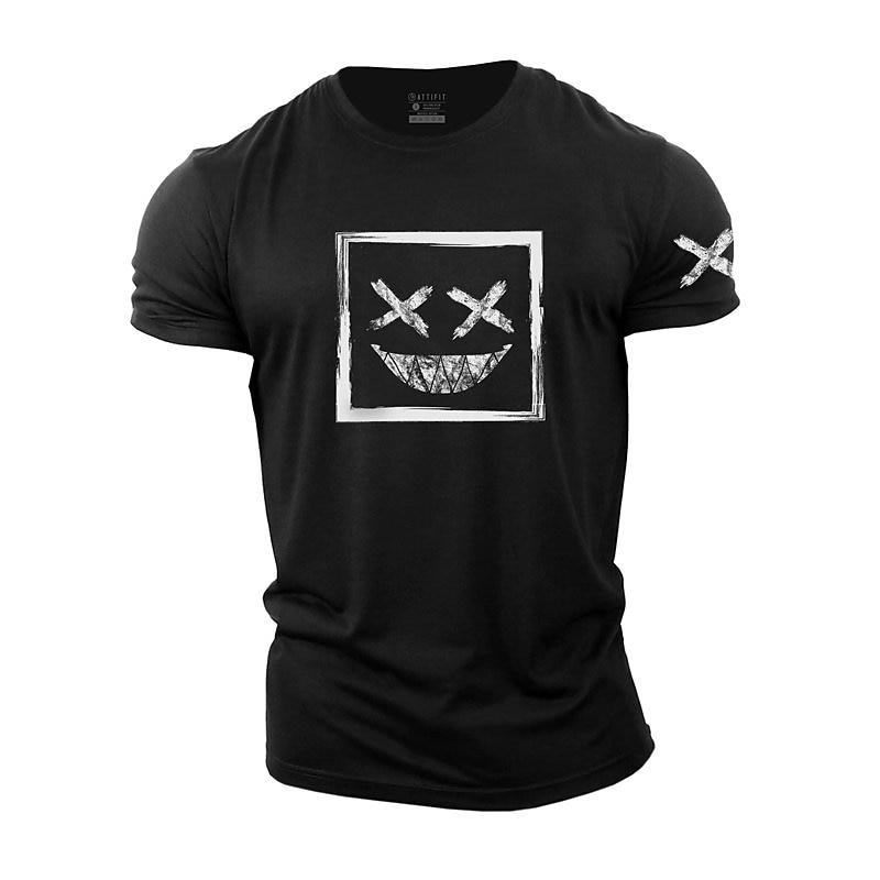 Herr Grafisk Grimas T-shirt Vardaglig stil 100 % bomull Kortärmad Grafisk Skjorta Vin Svart / Grå Svart Bekväm t-shirt Utomhus Gata Modedesignerkläder 2025 - $15.99 –P6