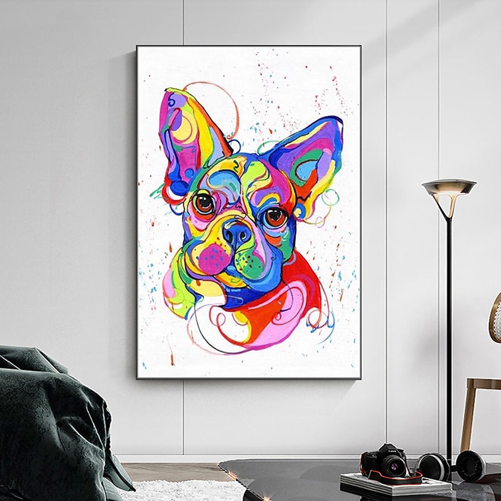 pinturas a óleo de animais de cachorro feitos à mão mintura em tela decoração de arte de parede moderna imagem abstrata para decoração de casa rolada sem moldura pintura não esticada de 2026 por $74.99 –P5