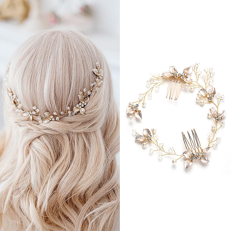 1pc Women's Girls' Headbands Flower Leaf Bride Wedding Hair Vine Silver Rhinestone Bridal Hairpieces Crystal Headpiece Hair Accessories for Women and Girls 2025 - $22.99 –P1