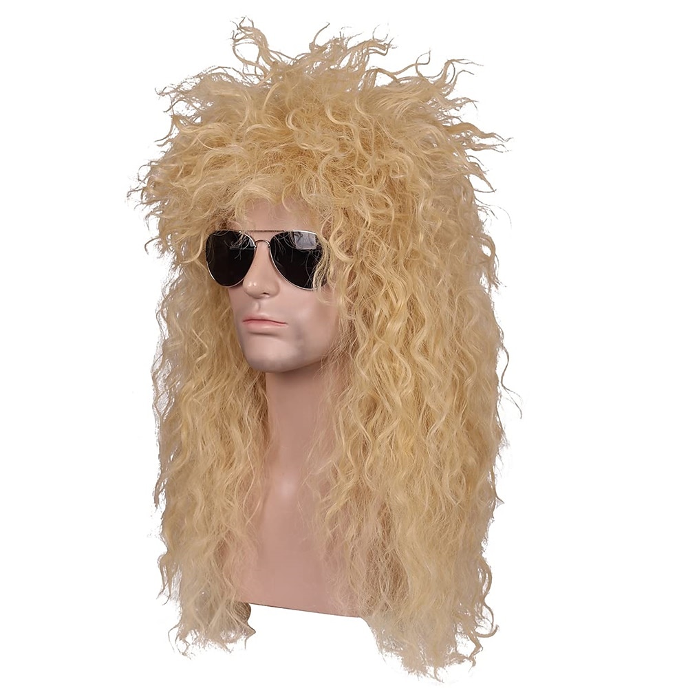 Funny mens Carnival costume Wig Mens 70s 80s Long Curly Black Rocker Costume Wig Halloween Wigs 2025 - $21.99 –P9