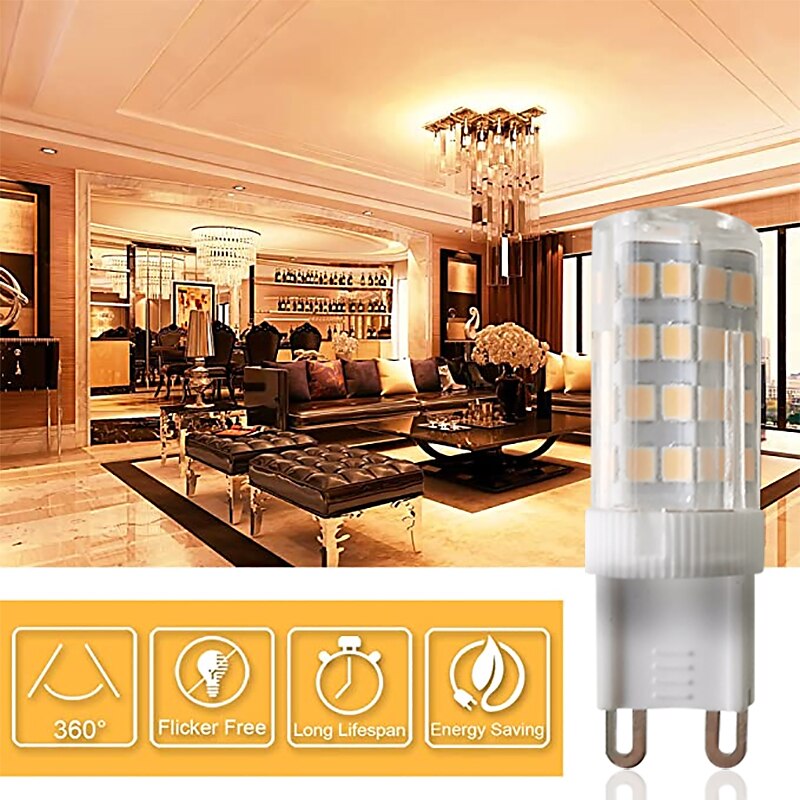 6pcs LED Light Bulb G9 Bi Pin Lamp 4W AC220V 52 LED SMD2835 Spotlight Chandelier Ceiling Light 40W Halogen Equivalent Warm Cold White AC110-240V Non-dimmable 2025 - $18.99 –P7
