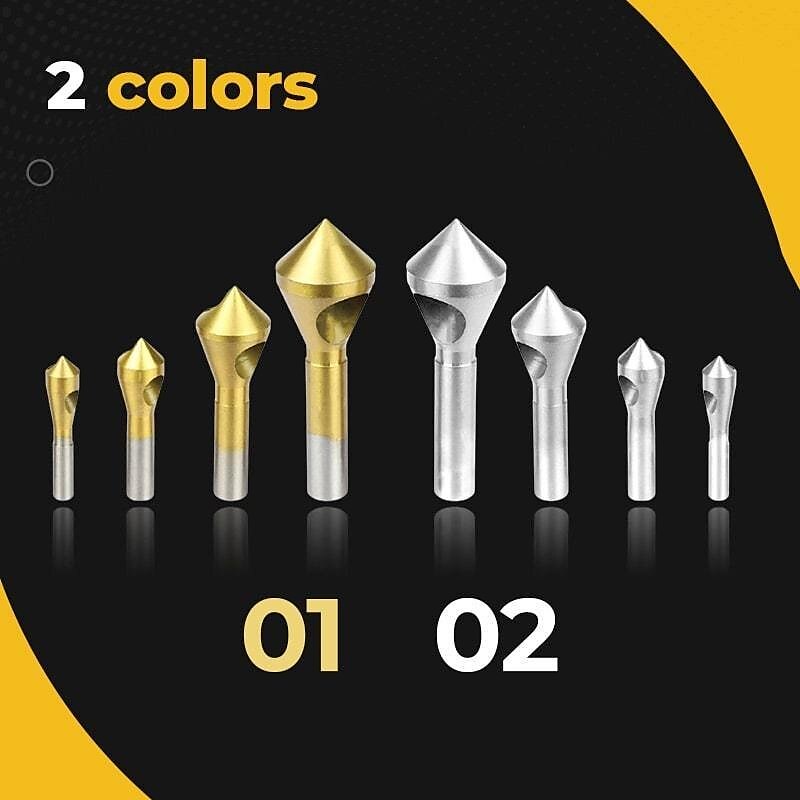 Set 4 bucăți 2-5-10 -15 -20 burghiu conic gaură conic tăietor din oțel cu cap înfundat burghiu de debavurat 2025 - $23.99 –P2