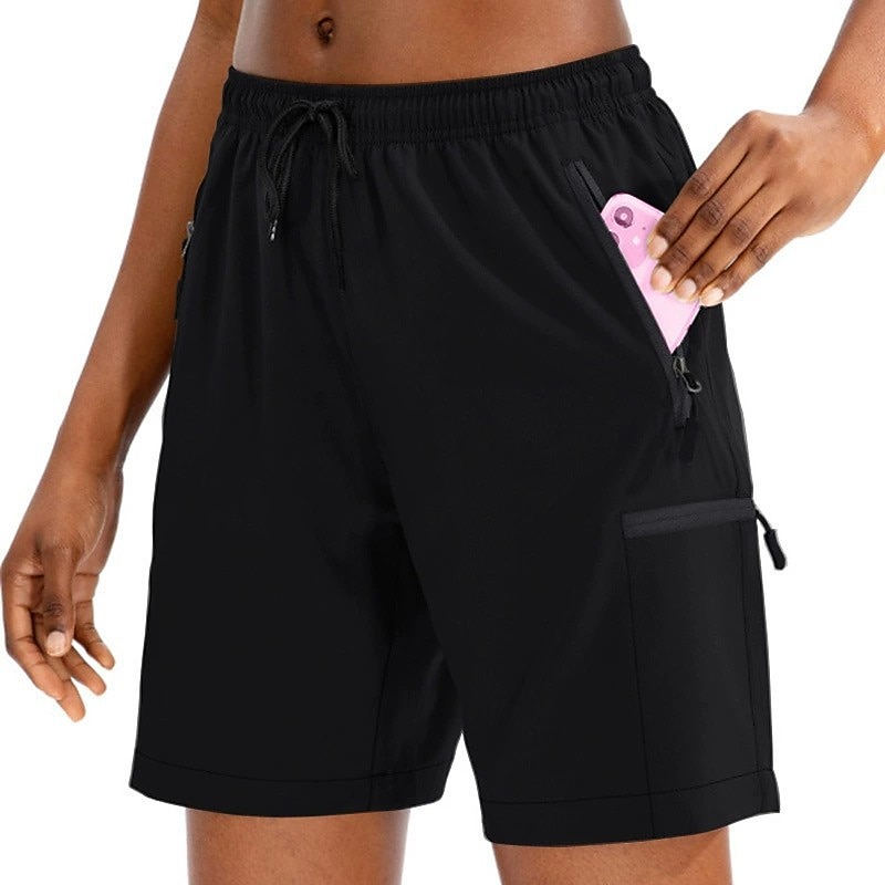 Dam Joggingshorts sportbyxor Sommar Vår Utomhus Snabb tork Multi Pocket Lättvikt Stretch Shorts Underdelar Snörning Elastisk midja Ficka med blixtlås Svart Vit Elastan Camping / vandring Fiske Resa S 2026 - $26.99 –P7