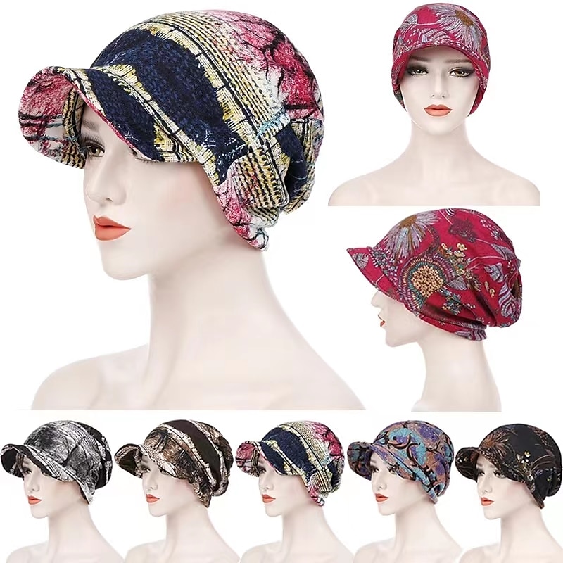 dámský potisk čepice čepice dámské podzimní zima bavlněné baseballové čepice culík vintage teplý turban čepice kšiltovky čepice 2025 - $15.99 –P1