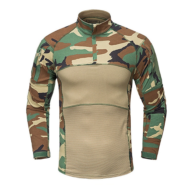 Men's Combat Shirt Tactical Military Shirt Camo / Camouflage Long Sleeve Outdoor Summer Autumn Breathable Multi-Pockets Quick Dry Sweat wicking Top Cotton Hunting Military Training Combat Jungle 2025 - $49.99 –P7