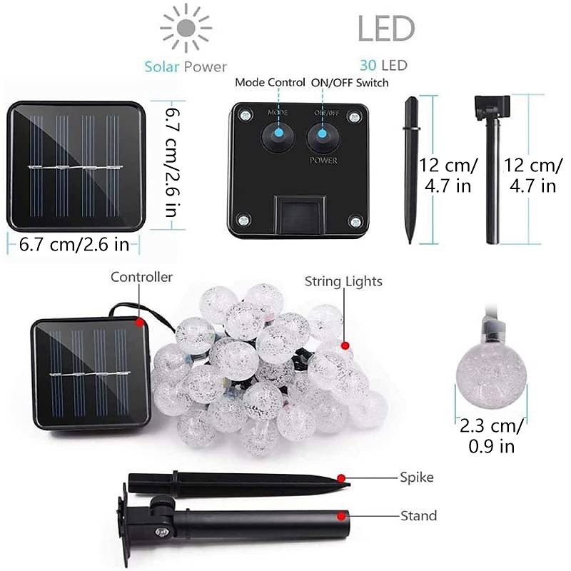 Solar String Lights LED Outdoor Lights 6.5m 30 LEDs Set Mounting Bracket Warm White Wedding Party Holiday Patio Garden 3V 2025 - $25.99 –P1