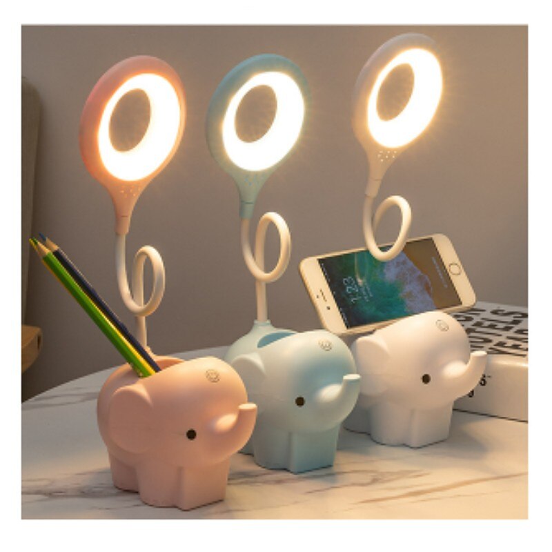 kreativ søt kjæledyr elefant dyr led skrivebordslampe usb ladeplugg plug-in dual-use 3-farger dimbart læringstilbehør lys søt nattbordslampe lærebordslampe nattlys 2025 - $17.49 –P11