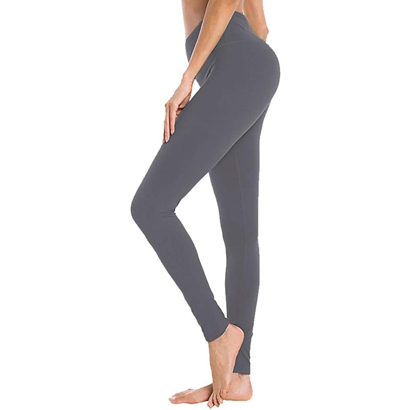 Damskie Spodnie do jogi Bez szwów Podnoszenie pośladków Wyszczuplenie brzucha Wysoka talia Trening w siłowni Bieganie Zdatność Legginsy 3/4 Doły Jednokolorowe Ciemnoszary Czarny Biały Spandeks Jesień 2025 - $12.99 –P12