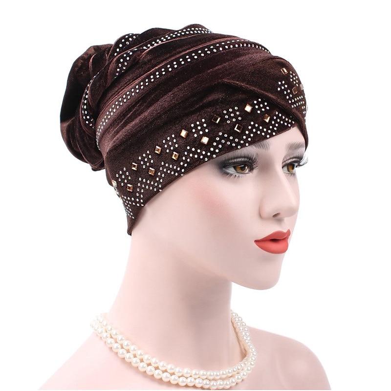 hijab interno di colore solido berretti turbante musulmano per le donne con trapano etnico islamico avvolgere testa turbante pronto da indossare hijab bonnet del 2025 a $11.99 –P8