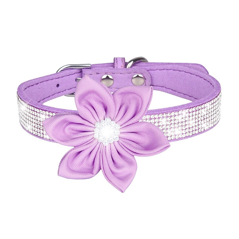 coleira de cachorro de strass coleira de cachorro rotulação placa de identificação coleira de cachorro anti-perdida flor removível cachecol de gato de 2025 por $18.49 –P8