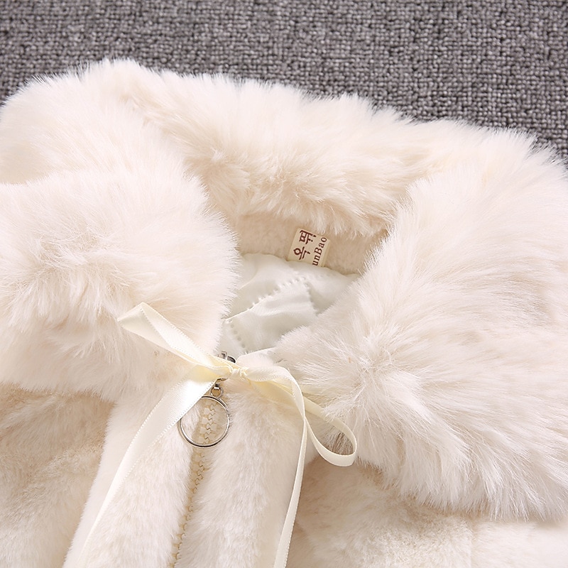 Kinderen Voor meisjes Jas van imitatiebont Effen Kleur Actief Veters School jas bovenkleding 2-8 jaar Winter Zwart Wit Rood 2025 - $28.99 –P10