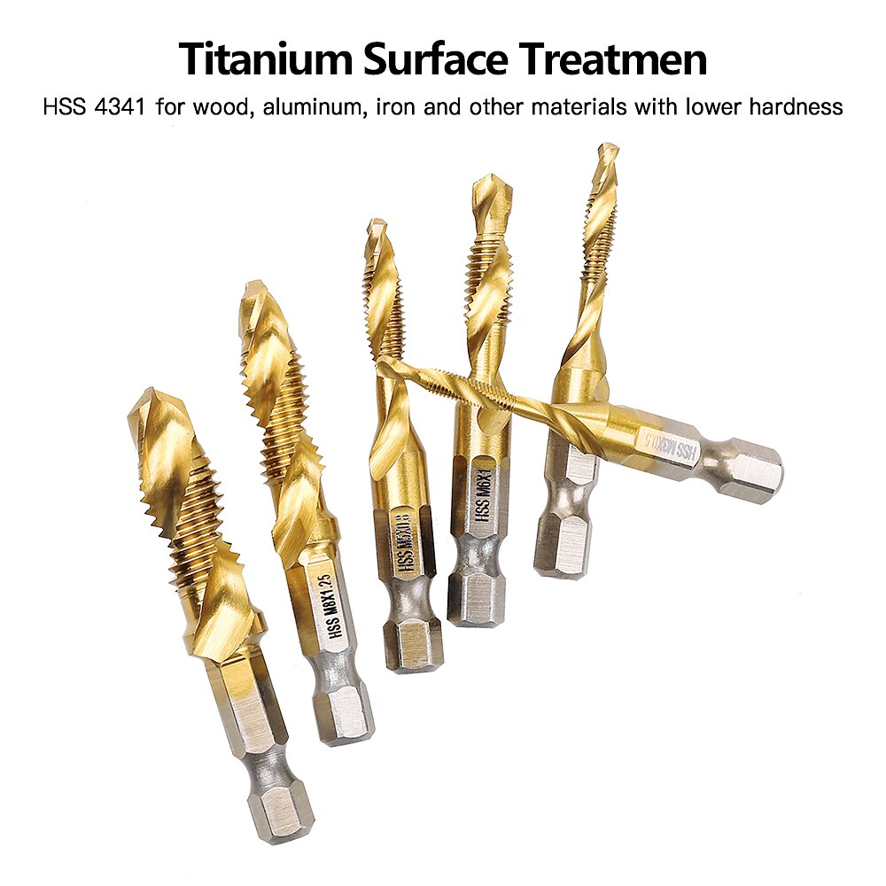 6pc HSS4341- Compound Tap Drill Bits Cobalt Taps Metric Combination Drill Bits 1/4 inch Hexagonal Quick-change Metal Drilling Tool 2025 - $19.99 –P1