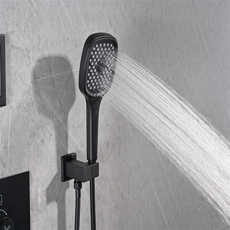 douchekraan, regendouchekopsysteem / thermostatische mengkraan set - regendouche waterval eigentijdse geschilderde afwerkingen monteren in messing klep baddouche mengkranen 2025 - $1052.99 –P3