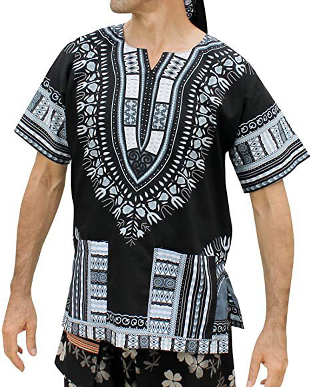 Herr Moderna afrikanska kläder Plusstorlek Afrikanskt tryck Dashiki Maskerad Vuxen Topp Fest 2025 - $27.99 –P4