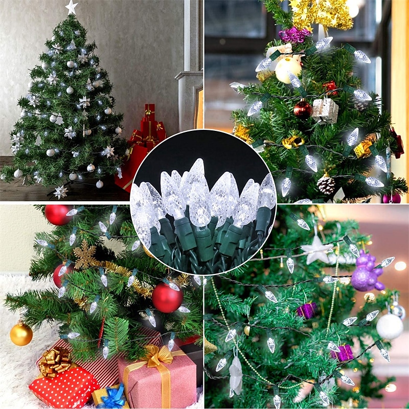 C7 Bulbs Christmas Lights with Timer - 50 LED 16.4ft Strawberry Battery String Light for Outdoor Indoor - Mini Lighting Decor Patio Wreath Garland Party Xmas Tree Christmas Decorations 2025 - $15.99 –P9