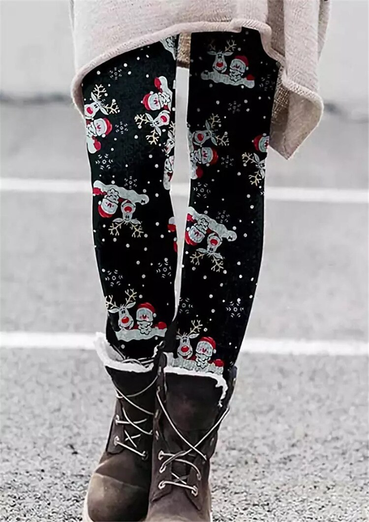 Per donna Collant Ghette Renna Natale Stampa Lunghezza intera Media elasticità Vita normale Di tendenza Giornaliero 5 6 S M del 2025 a $16.99 –P7