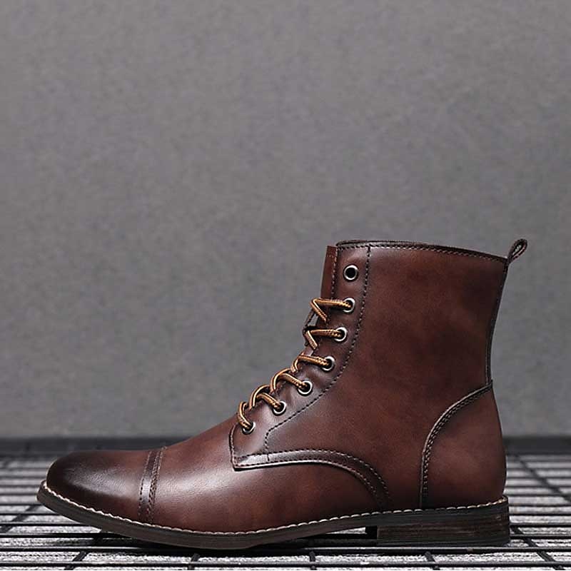 bottines à lacets marron pour hommes – similicuir avec doublure en peluche chaude et semelle antidérapante durable, idéales pour les tenues décontractées d'hiver de 2025 ? $59.99 –P1