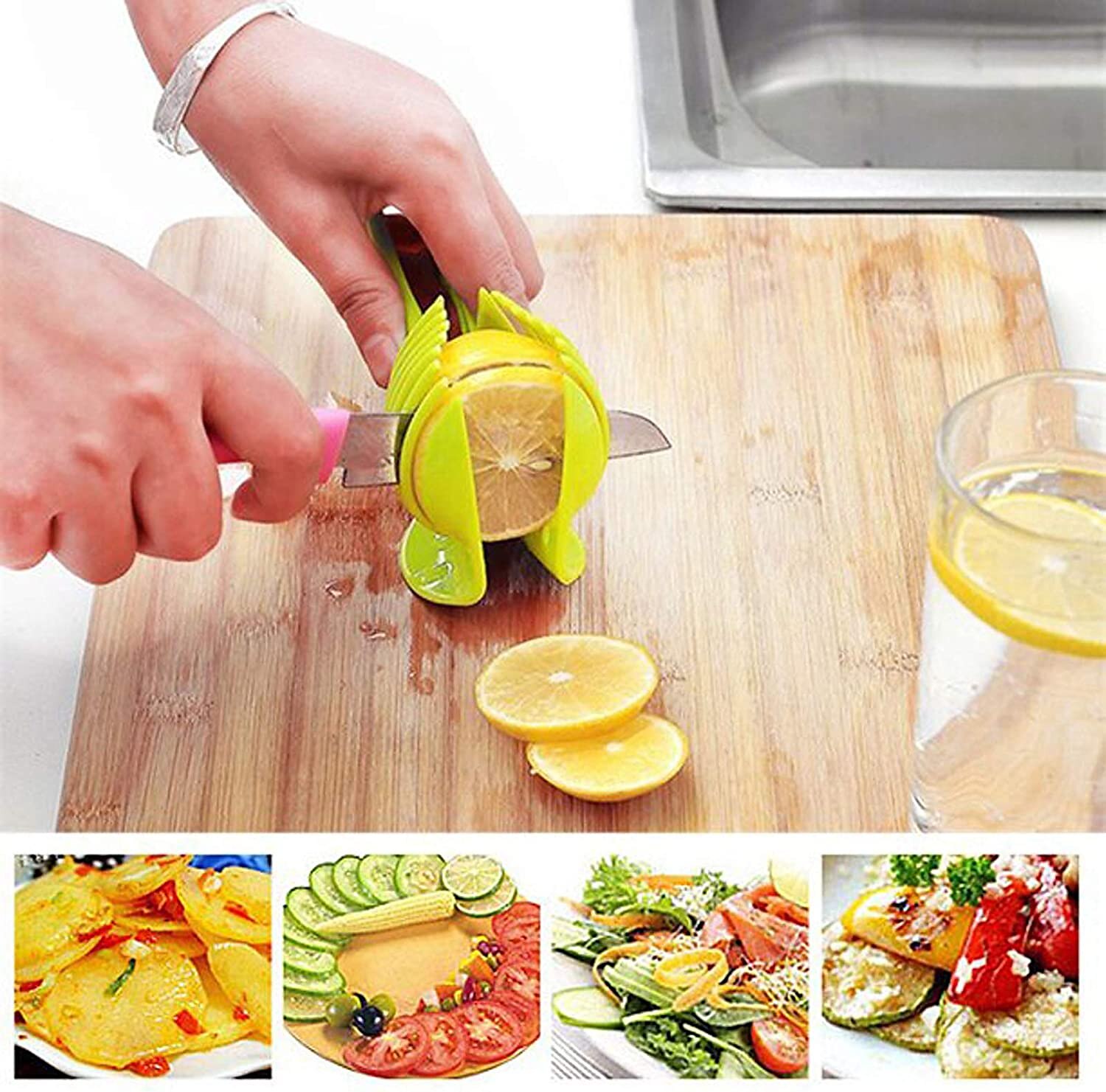 1pc Tomato Slicer Holder,Lemon Cutter,Round Fruits Vegetable