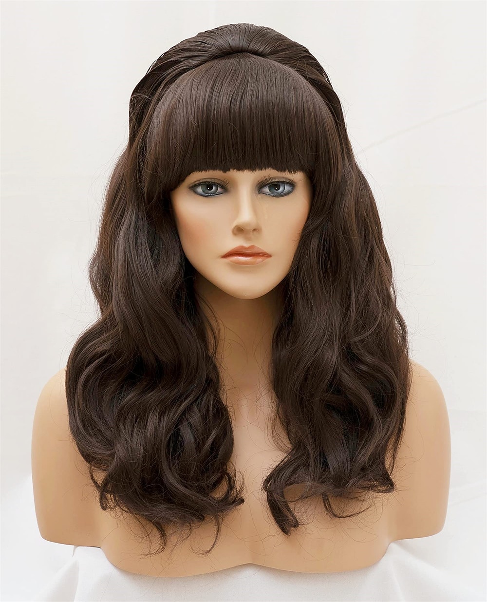 Parrucche a Nido d'Api Parrucca Lunga Ondulata Bionda con Frangia Grande Bouffant per Donne adatta per gli Anni '80 o Festa Parrucche di Halloween del 2025 a $30.99 –P6