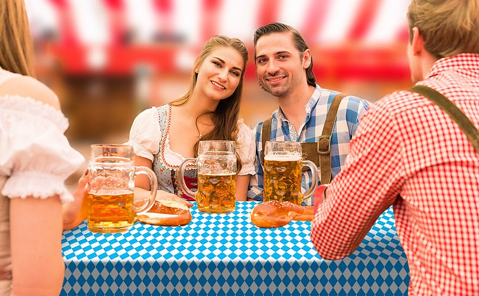 německý oktoberfest ubrus bavorský oktoberfest modrobílý kostkovaný ubrus pe ubrus 2025 - $9.49 –P3