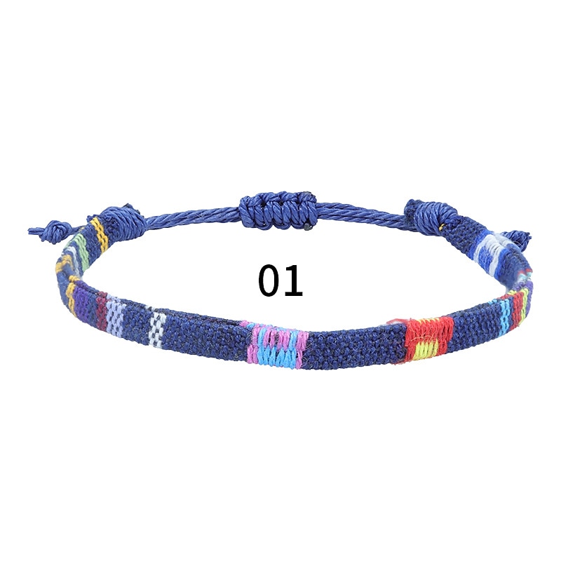 5 pezzi casuali di vendita calda in tessuto di cotone e lino in stile nepalese, catena alla caviglia arcobaleno, corda per caviglia per attività versatile e colorata del 2025 a $14.99 –P6