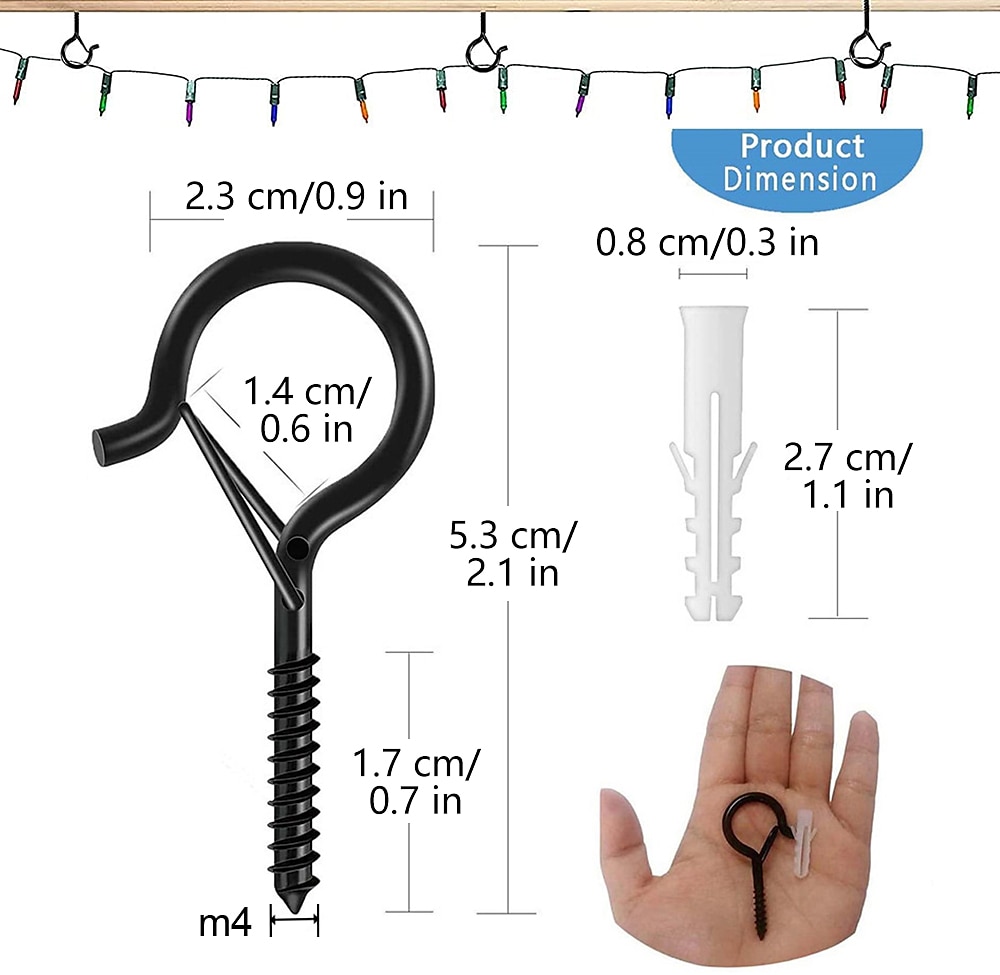 20/50 יחידות q-hanger ווי בורג עבור אורות מחרוזת חיצונית עיצוב אבזם בטיחות ווי קולב שחרור קל שחרור קל חוט חוט ואורות פיות חג המולד בית אורות חג המולד מסיבת שנה חדשה מסיבת led פיות אורות בטיחות עיצוב 2025 - $14.49 –P1