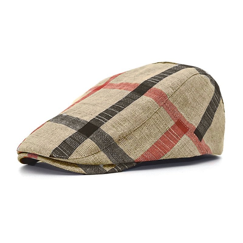 Per uomo Cappello basco Nero Rosso Cotone Bicolore La moda degli anni '20 Informale Esterno Esterno Giornaliero A quadri Protezione solare Comfort Caldo Traspirante del 2025 a $8.99 –P10