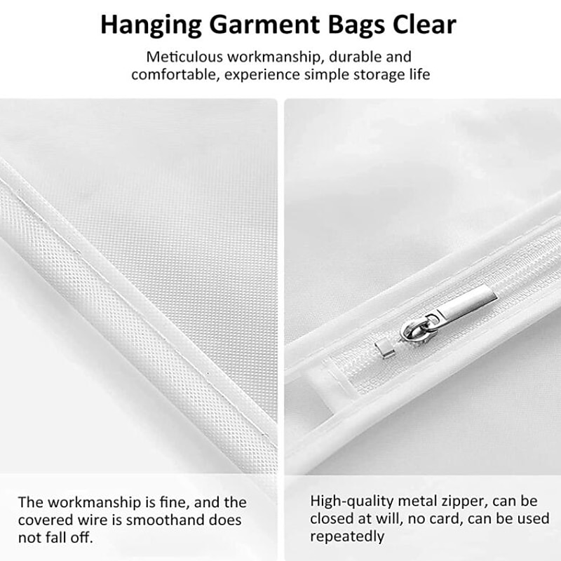hangende kledingzakken doorzichtig (24x40 inch/5 stuks) lichtgewicht doorzichtige pakzak volledige ritssluiting stofdichte kledinghoeszakken hangende kledingzakken voor kleding met opbergruimte in de 2026 - $17.49 –P3