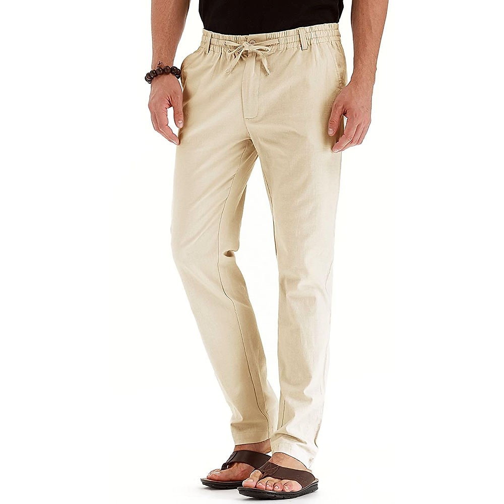 Per uomo Pantaloni di lino Pantaloni Pantaloni estivi Vita elastica Multi tasca Liscio Comfort Traspirante Lunghezza intera Attività commerciale Informale Essenziale Informale Taglia piccola Nero del 2025 a $21.99 –P5