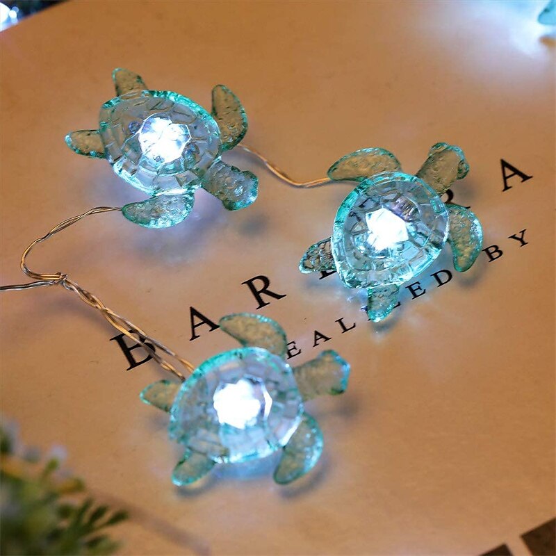 Guirlande lumineuse décorative tortue de mer 5.7m 40leds usb plug-in fil de cuivre argenté guirlande lumineuse thème plage pour projets de décoration intérieure extérieure (télécommande blanc froid de 2025 ? $26.99 –P5