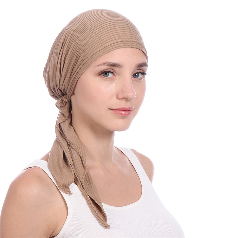 Nuevo algodón elástico color sólido envoltura cabeza bufanda sombreros musulmán turbante capó para mujeres interior hijab sombrero moda mujer turbantes gorras 2025 - $12.99 –P13