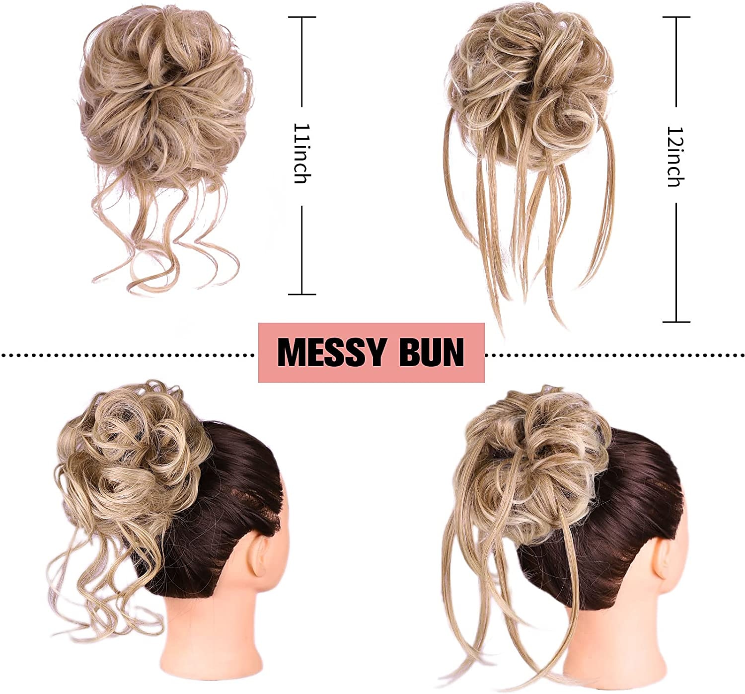 2pcs cravates pour cheveux de filles pour femmes chouchous perruques chignon désordonné morceau de cheveux 2 pièces chignons désordonnés pour les femmes chignon ébouriffé chignon wrap queue de cheval de 2025 ? $18.49 –P7