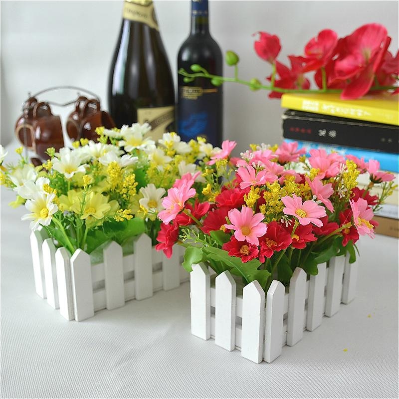 Künstliche Blumenpflanzen – gemischte Farbgänseblümchen im Lattenzauntopf für Innenbüro, Hochzeit, Heimdekoration, künstliche Blumen für Hochzeit, Bogen, Garten, Wand, Heimparty, Hotel, Büro, 2025 - $13.99 –P12