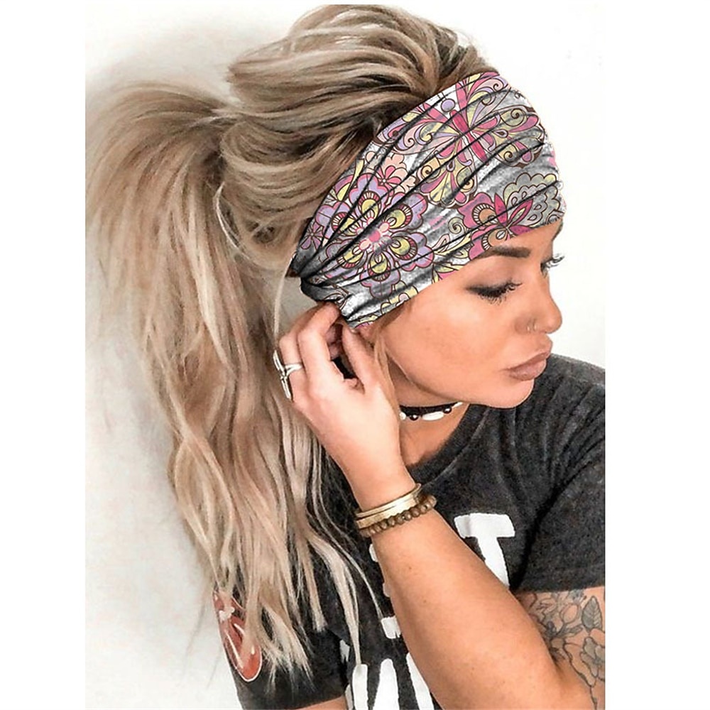 bohend boho sanka leveä jooga joustava bandeau iso päähine urheilu urheilulliset rantahiustarvikkeet naisille ja tytöille (1 kpl) 2026 - $6.99 –P3
