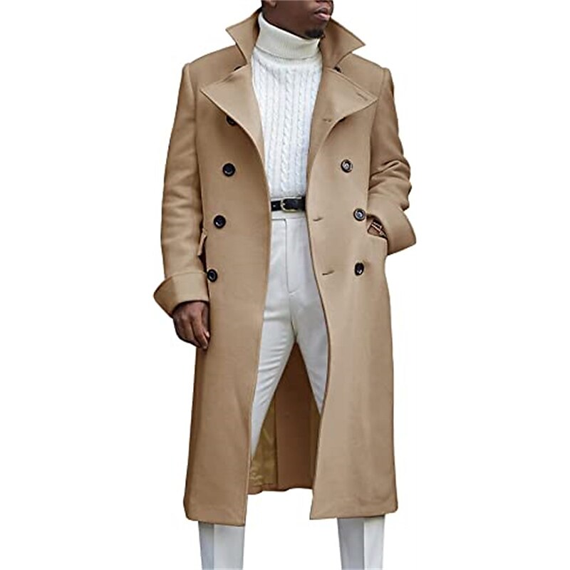 Herren Wintermantel Peacoat Geschäft Casual Winter Polyester Windundurchlässig warm halten Oberbekleidung Bekleidung Stilvoll Casual nicht druckbar Einfarbig Tasche Ständer Einreihiger Verschluss 2025 - $74.99 –P5