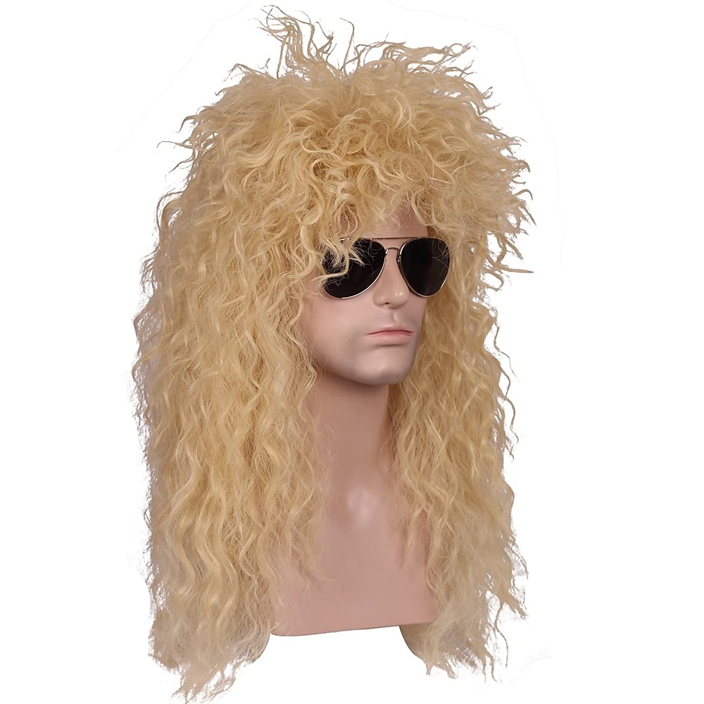 Funny mens Carnival costume Wig Mens 70s 80s Long Curly Black Rocker Costume Wig Halloween Wigs 2025 - $21.99 –P10