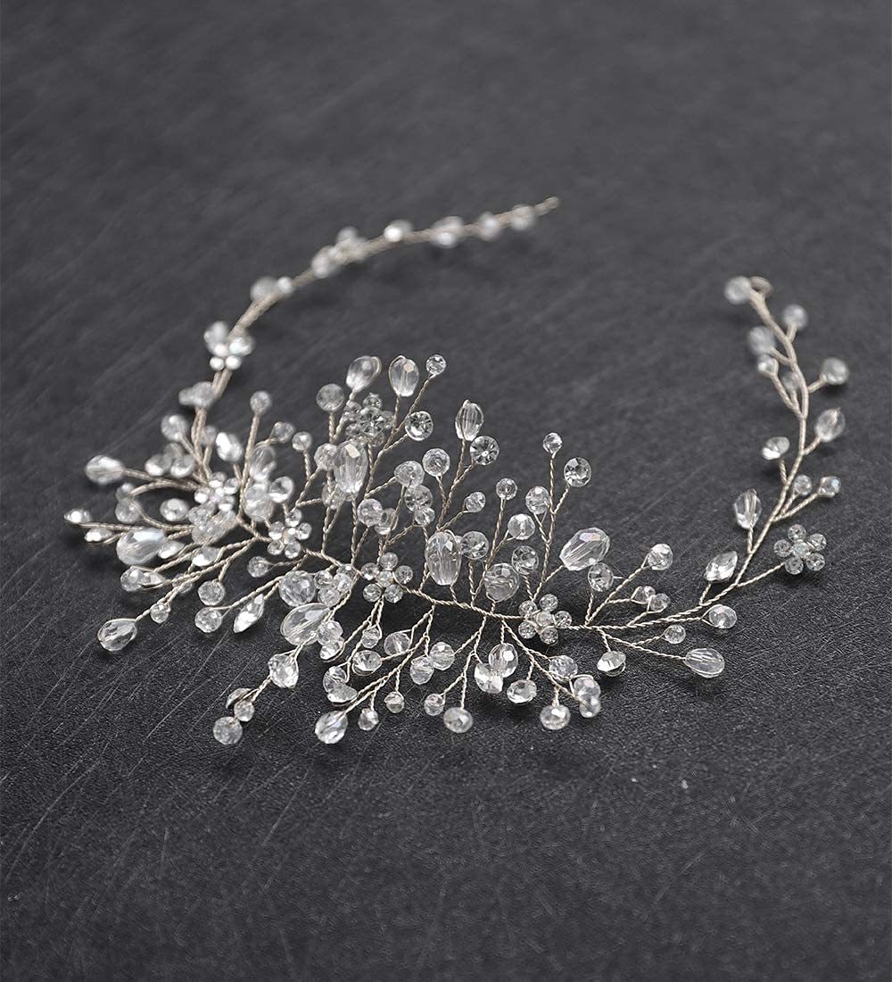 Bijoux de mariée accessoires de cheveux en forme de cristal fait à la main bande de cheveux or et argent cristal gaze robe accessoires coiffure de 2026 ? $18.99 –P3