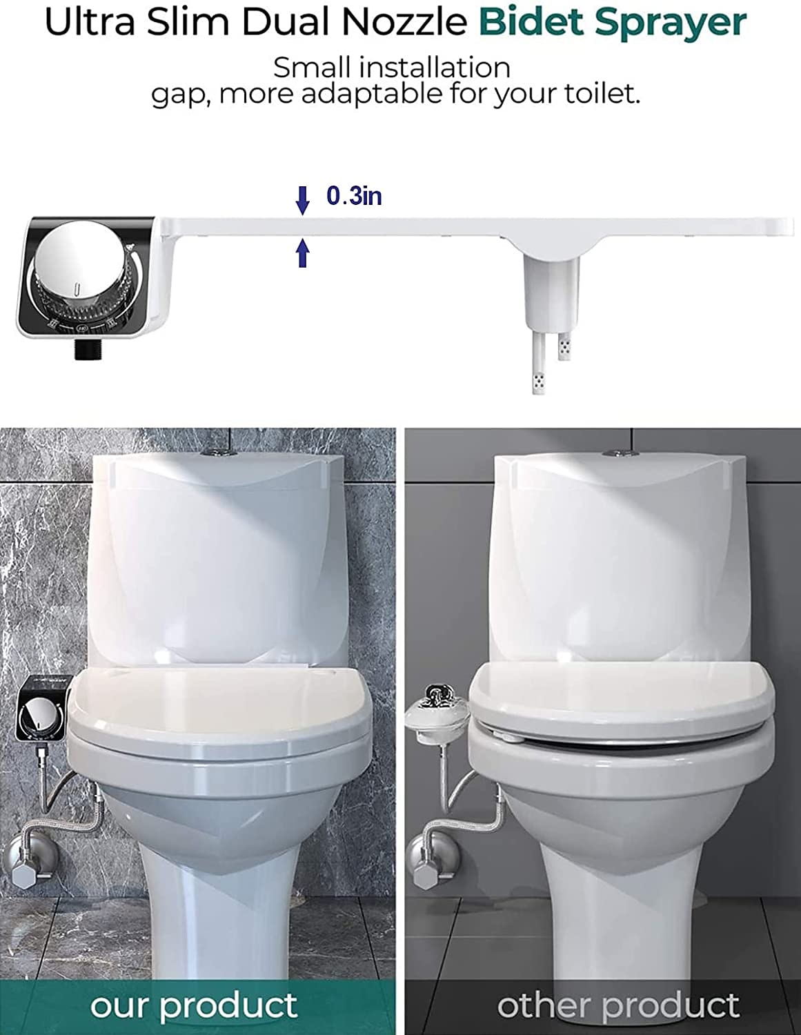 2025年 トイレ用ビデ アタッチメント - セルフ クリーニング デュアル ノズル、非電気ビデ、圧力制御付き温水ビデ スプレー  コレクション – $48.99 –P2