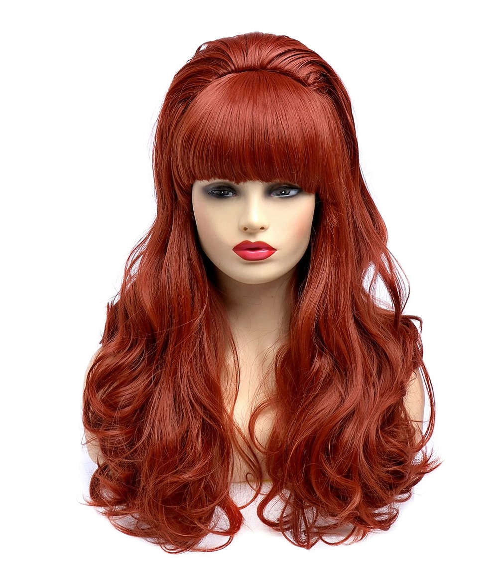 Parrucche a Nido d'Api Parrucca Lunga Ondulata Bionda con Frangia Grande Bouffant per Donne adatta per gli Anni '80 o Festa Parrucche di Halloween del 2025 a $30.99 –P9