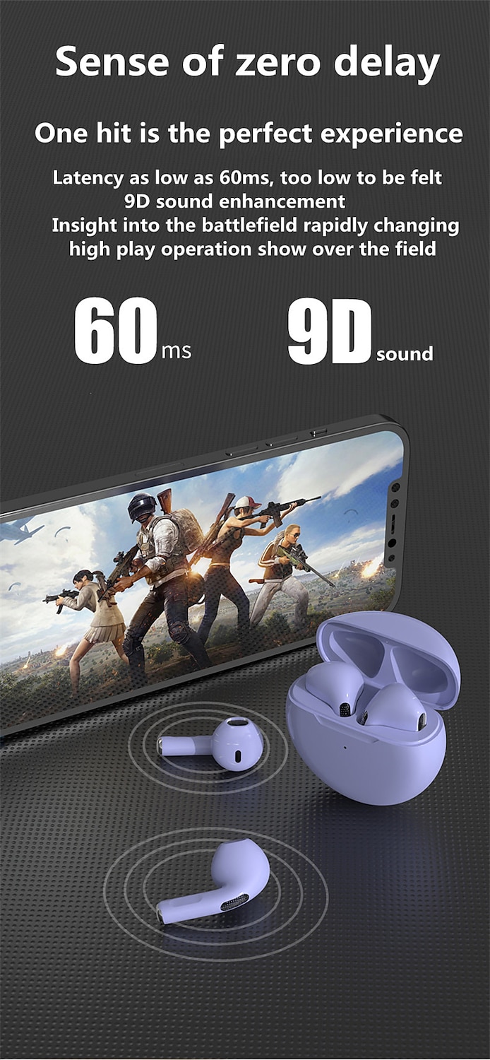 2025年 PRO6 TWSトゥルーワイヤレスヘッドフォン 耳の中 Bluetooth 5.1 ステレオ 充電ボックス付き スマートタッチコントロール のために Apple Samsung Huawei Xiaomi MI ズンバ 日常使用 旅行 携帯電話  コレクション – $13.99 –P7