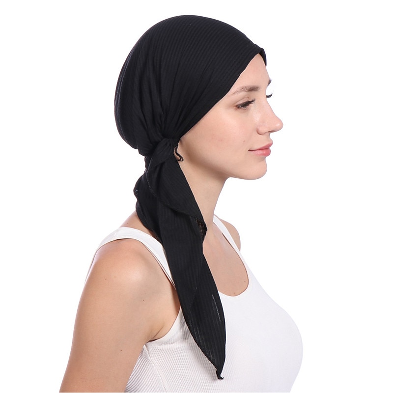 Nuevo algodón elástico color sólido envoltura cabeza bufanda sombreros musulmán turbante capó para mujeres interior hijab sombrero moda mujer turbantes gorras 2025 - $12.99 –P10