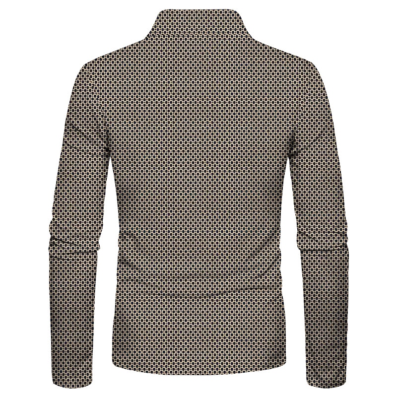 Herre Geometrisk Hawaii poloskjorter Golf skjorte Langermet Poloskjorter Skjorter med krage Fritid Strand Klær Ferieklær Festantrekk 3D-utskrift Kvart zip-polo Gul Rød Brun 2026 - $25.99 –P2