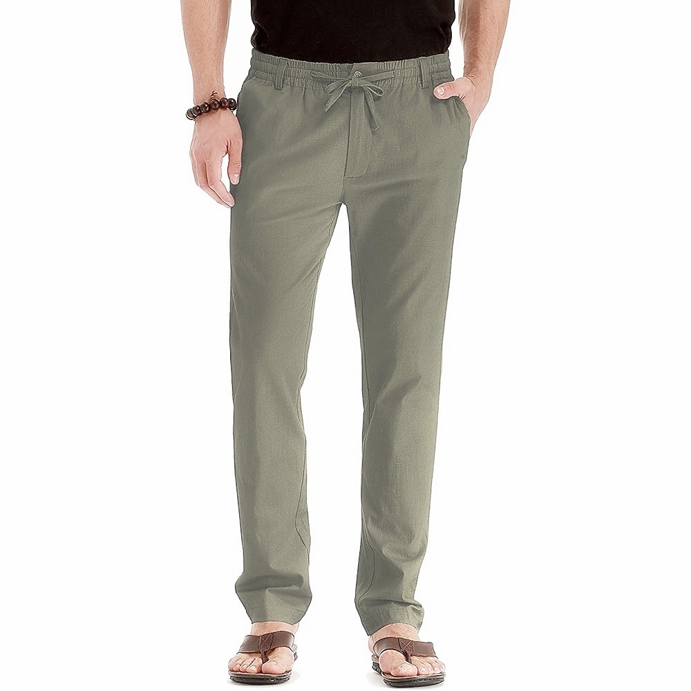 Per uomo Pantaloni di lino Pantaloni Pantaloni estivi Vita elastica Multi tasca Liscio Comfort Traspirante Lunghezza intera Attività commerciale Informale Essenziale Informale Taglia piccola Nero del 2025 a $21.99 –P19